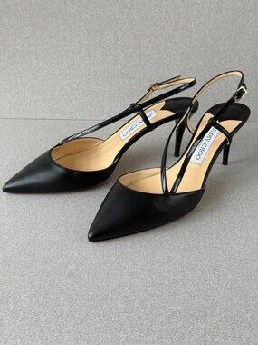 Jimmy Choo Ray Black Leather Slingback Pumps